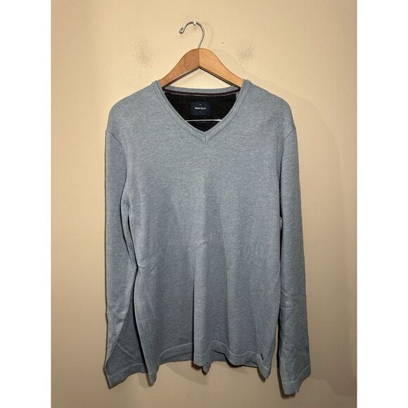 White Stuff Mens Blue V-Neck Cotton Wool Pullover Jumper Size Large Long Sleeve - Picture 2 of 5